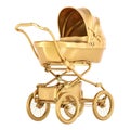 Golden Baby Pram, 3D rendering