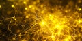 a golden background consisting of neural connections of the brain, the concept of scientific research, the development of Royalty Free Stock Photo