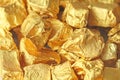 Golden Background. Ingots or Nuggets of Pure Gold. Gold leaf. Te Royalty Free Stock Photo
