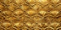 A golden background with intricate patterns of Art Deco-inspired shells