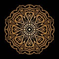 Golden background in the shape of a flower.Oriental pattern.