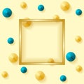 Golden background with square frame and color cones Royalty Free Stock Photo
