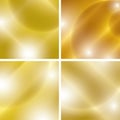 Golden vector backgrounds with light abstractions - set Royalty Free Stock Photo