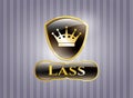 Golden badge with queen crown icon and Lass  text inside EPS10 Royalty Free Stock Photo