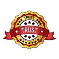 Golden Badge Trust Sticker Isolated On White Background Guarantee Sign