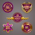 Golden badges with laurel wreath