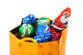 Golden bag with Christmas candy Royalty Free Stock Photo