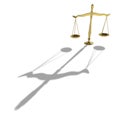 Golden balance of justice on white background Royalty Free Stock Photo