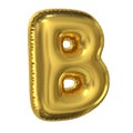 Golden balloon font 3d rendering, letter B