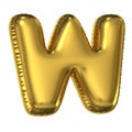 Golden balloon font 3d rendering, letter W