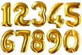 Golden balloon numbers isolated on white