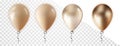 Golden Balloon set isolated on transparent background. Vector 3d realistic gold festive helium balloons template for Royalty Free Stock Photo