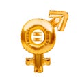 Golden balloons forming gender signs. Gender equality concept. Male and female equality. Equal rights concept. Women`s rights Royalty Free Stock Photo