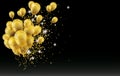 Golden Balloons Golden Particles Confetti Black Background