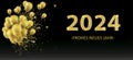 Golden Balloons Golden Particles Confetti 2024 Neues Jahr Black