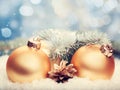 Golden balls. Abstract Xmas decorations Royalty Free Stock Photo