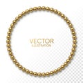 Golden balls in the form of circle frame on white background with place for your content