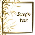 Golden bamboo background with frame. Royalty Free Stock Photo