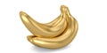 Golden banana isolated on white background 3D illustration