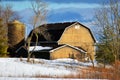 Golden Barn in the Snow Royalty Free Stock Photo