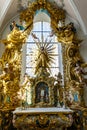 Golden Baroque altar inside of Stams Abbey, Tirol, Austria