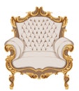 Golden baroque armchair Vector. Luxurious furniture design. Victorian rich ornaments decors