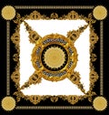 Golden baroque black and white color scarf design