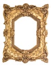 Golden baroque frame isolated on white background Royalty Free Stock Photo