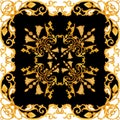 Golden baroque in ornament elements vintage gold floral designs