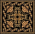 Golden baroque ornament scarf pattern