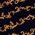 Golden baroque style elements glamour seamless pattern