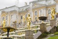 Golden baroque style sculptures at samson fountain peterhof palace