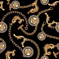 Golden baroque, tasseled belt, chain belt pattern