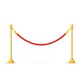 Golden barricade with red rope - barrier rope, vip Royalty Free Stock Photo