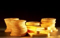 Golden bars and coins Royalty Free Stock Photo