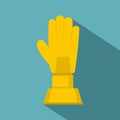 Golden baseball glove trophy icon, flat style Royalty Free Stock Photo