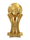Golden basketball award trophy with ball and stars