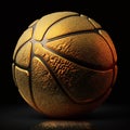 Golden basketball ball isolated on black background close-up, basketball covered with gold, lovely sports background, Royalty Free Stock Photo