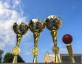 Golden Basketball Cups Royalty Free Stock Photo