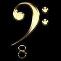 golden bass clef illustration - musical symbol - number eight illustration