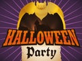 Golden Bat with Castle View and Scroll for Halloween Party, Vector Illustration