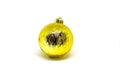 Golden bauble for Christmas tree isolated on white background. Christmas ball studio clip art Royalty Free Stock Photo