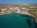 Golden Bay beach Malta aerial with hotel resort Royalty Free Stock Photo