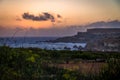 Golden Bay in Ghajn Tuffieha Tower sunset - Malta Royalty Free Stock Photo