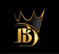 Golden BD Monogram Initial Logo with Crown Royalty Free Stock Photo