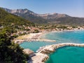 Golden Beach and Skala Potamia harbour in Thassos, Greece