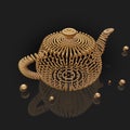 Golden beads 3D teapot.