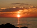 Golden Beautiful Calm Lake Michigan Sunrise Royalty Free Stock Photo