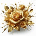 Golden of beautiful rose petals with dewdrops, showcasing the natural beauty of love and romance in a floral setting
