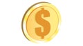 Golden beautiful shiny metal iron yellow orange coin volumetric realistic dollar monies round Royalty Free Stock Photo